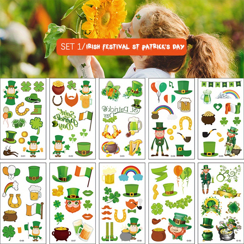 10 Pcs Easter Festive Tattoo Stickers Set