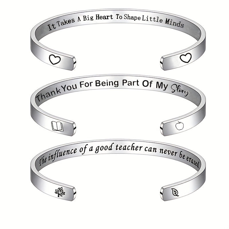 Stainless Steel Letters Cuff Bracelet for Teacher