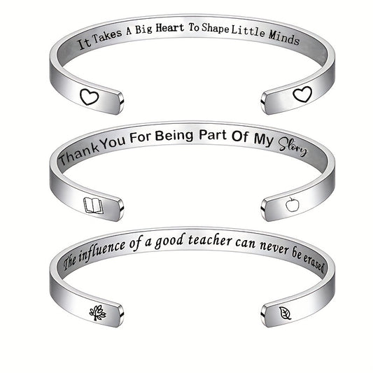 Stainless Steel Letters Cuff Bracelet for Teacher