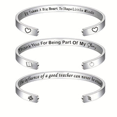 Stainless Steel Letters Cuff Bracelet for Teacher