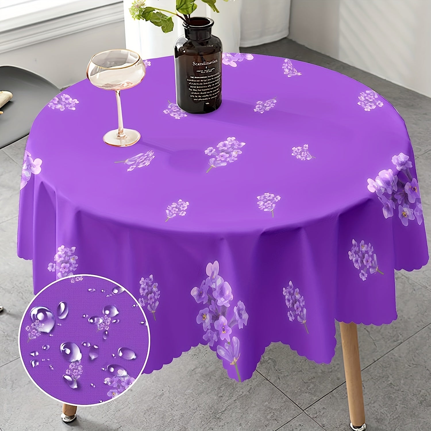 Colorful Flower Pattern Polyester Tablecloth Waterproof Stain Resistant