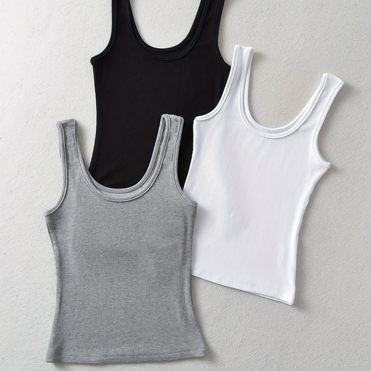 3 Pack Ribbed Crew Neck Tank Top Sleeveless Summer Women's Clothing
