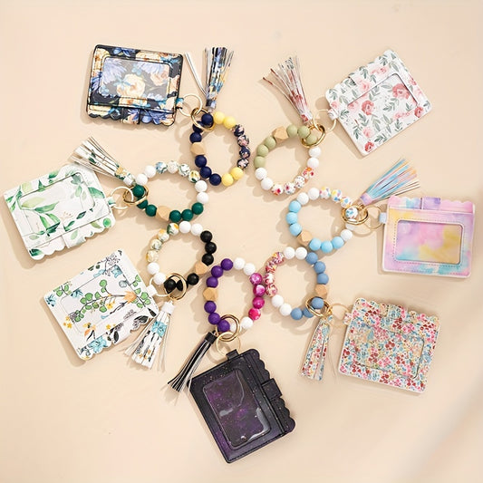 Multicolor Rainbow Leaf Starry Sky Silicone Keychain