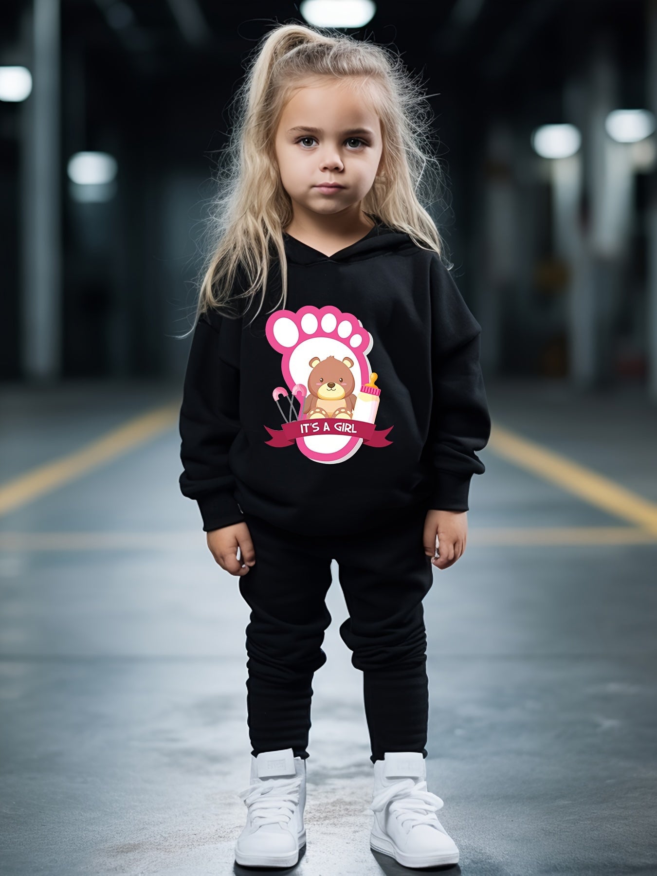 Baby Bear Print Hoodies Pants Set Spring Fall Sports Christmas Gift