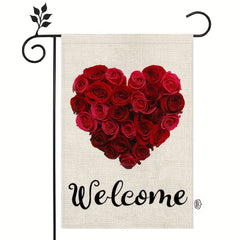 Valentine Rose Heart Double Sided Garden Flag Welcome Decor