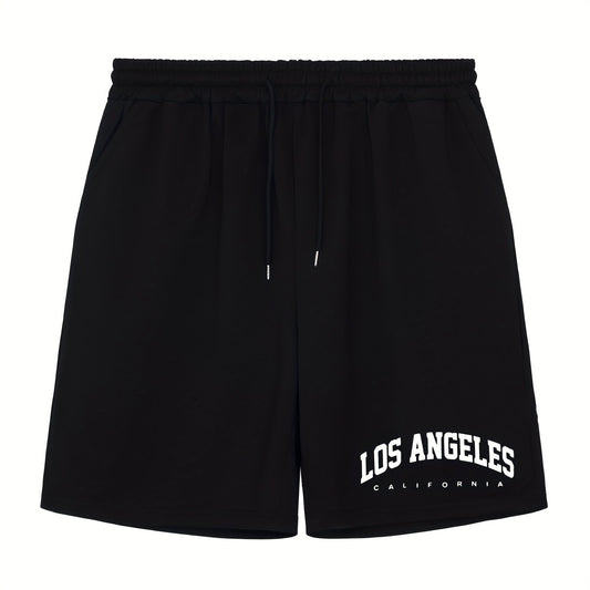Men's LA Print Workout Shorts Active Stretch Sports Shorts