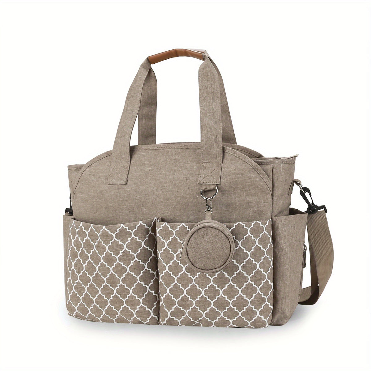 Geometric Pattern Shoulder Bag Mommy Bag With Milk Bottle Holder