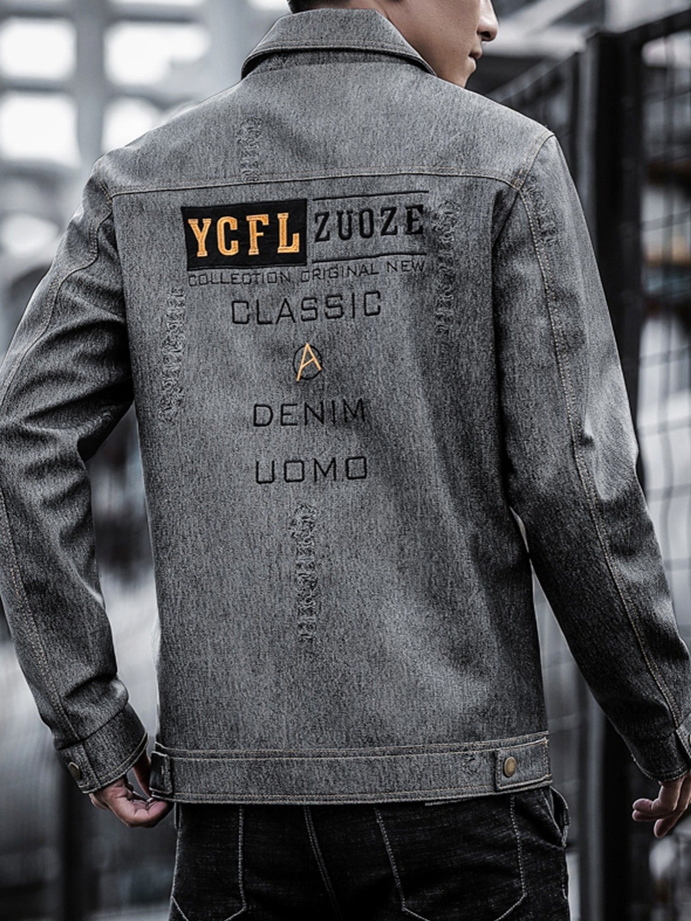 Men's Biker Leather Jacket - Size Up for Best Fit