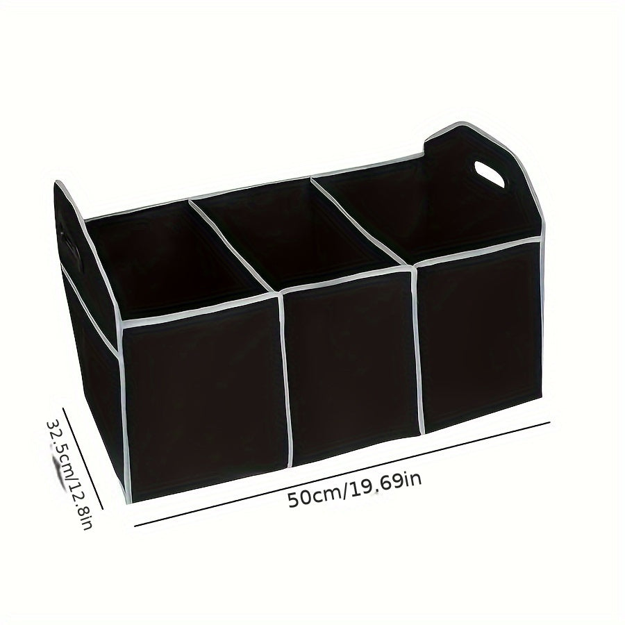Car Trunk Storage Box Collapsible Organizer 3 Compartments Interior Accessories