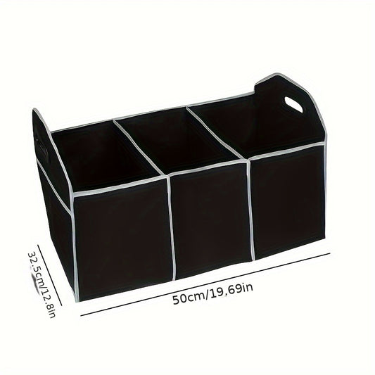 Car Trunk Storage Box Collapsible Organizer 3 Compartments Interior Accessories