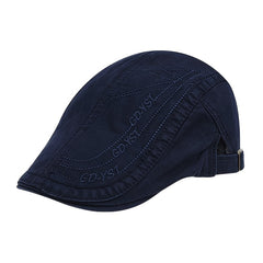 Men's Cotton Embroidered Letters Beret Hat Spring Autumn Adjustable Cap