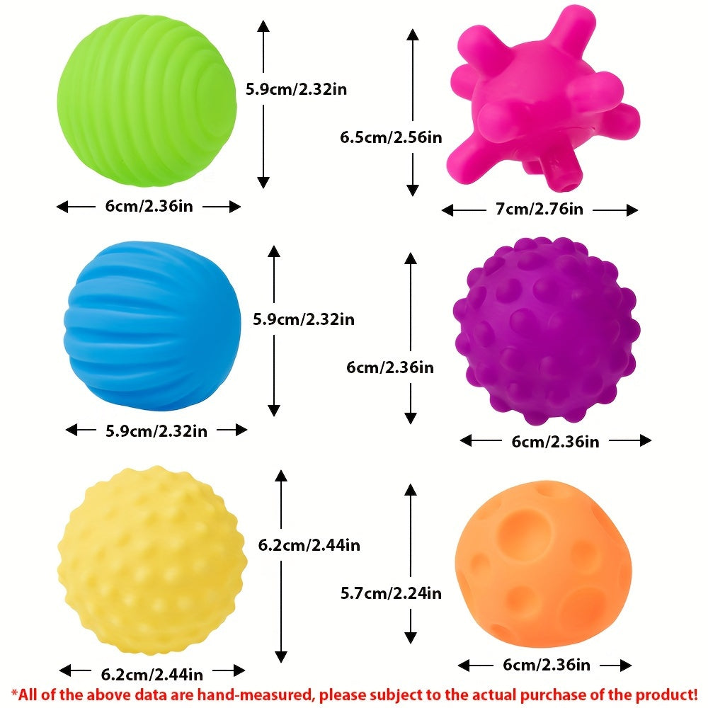 6 Pack Sensory Balls for Toddlers & Babies - Safe Squeaky Sounds