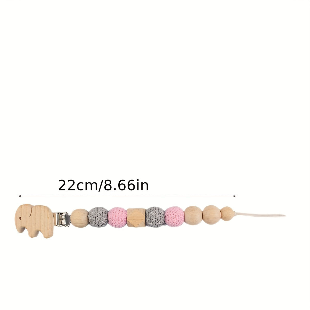Baby Pacifier Chain Elephant Wooden Pacifier Clip Geometric Crochet Beads