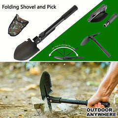 4-In-1 Stainless Steel Folding Survival Shovel for Camping Hiking
