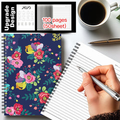 Floral Spiral Notebook Journal Pink & Purple Flowers 100 Pages
