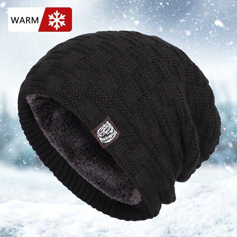 Knitted Winter Beanie Hat Fleece Lined Ear Protection