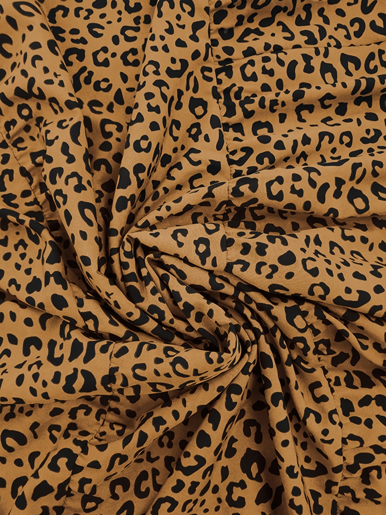  Leopard Print Lantern Sleeve Maxi Dress