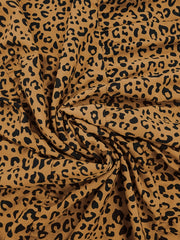  Leopard Print Lantern Sleeve Maxi Dress