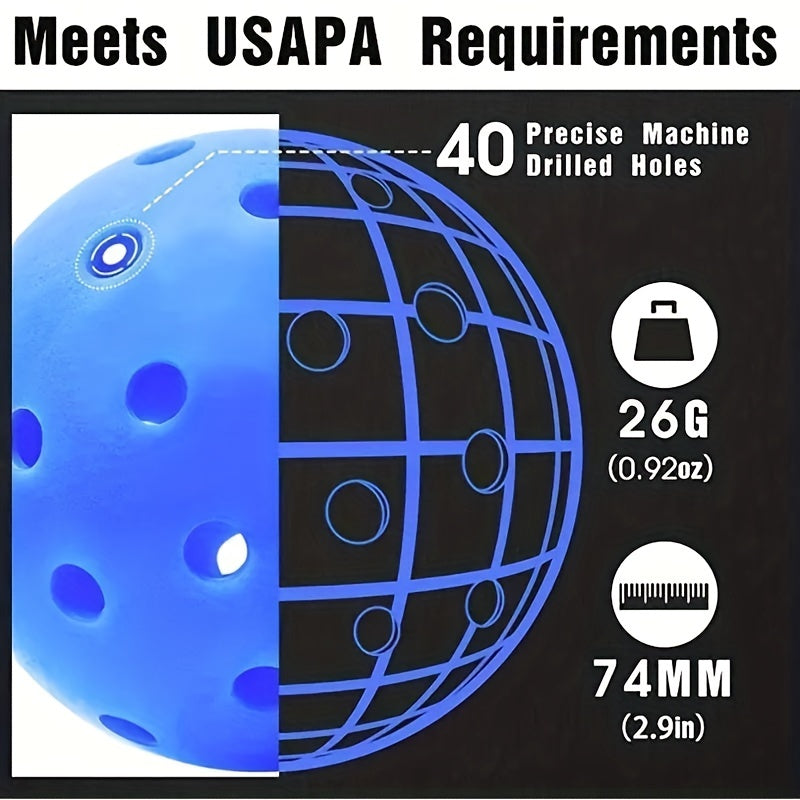 6pcs 40 Holes Outdoor Pickleball Ball Set 74mm High Elasticity Stable