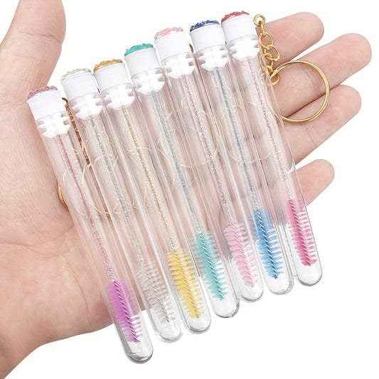 Mascara Wands Crystal Eyelash Spoolies Eyebrow Brush Reusable Key Chain Tube