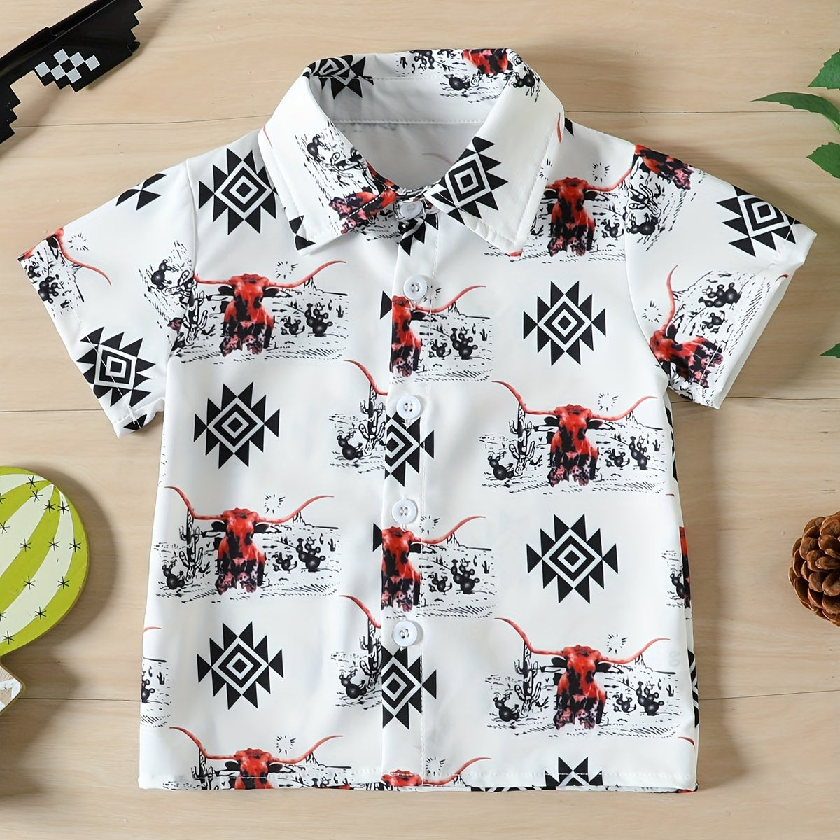 Boys Bull Print Shirt Summer Kids Clothes