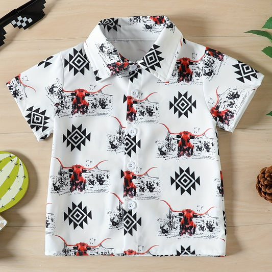 Boys Bull Print Shirt Summer Kids Clothes