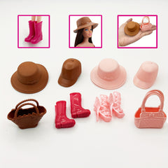 8pcs Doll Accessory Set for 1 6 Scale Dolls - Princess Hats, Handbags & Boots