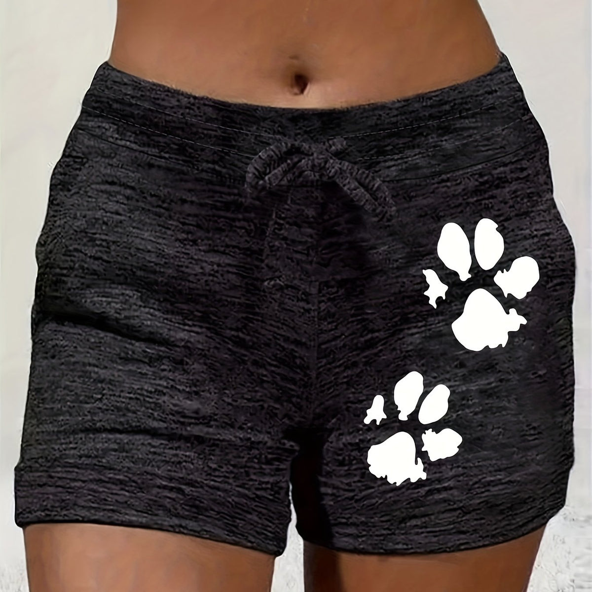 Graphic Print Drawstring Shorts Women's Clothing