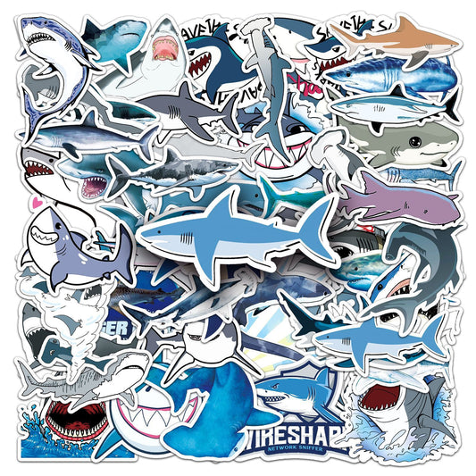 50pcs Shark Stickers Vinyl Decals for Laptops Water Bottles