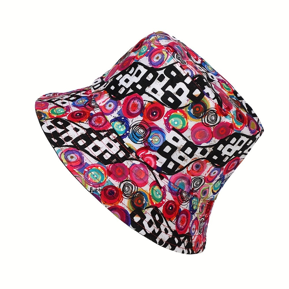 Geometric Graphic Sunshade Bucket Hat Double-Sided Sun Hat