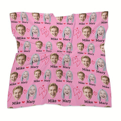 Personalized Heart Pattern Square Scarf with Photo Upload