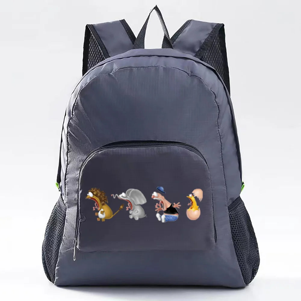 Foldable Backpack 3D Printed Ultralight Outdoor Pack Grey Travel Hiking