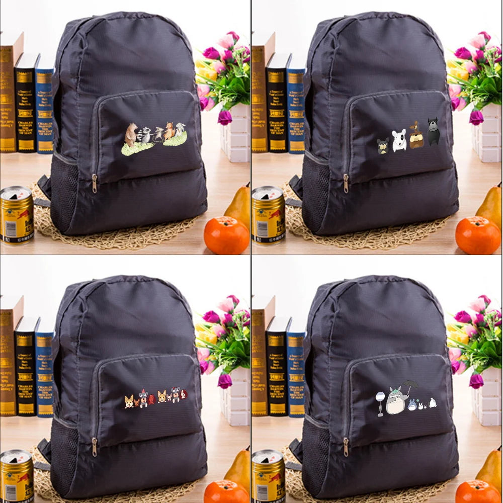 Foldable Backpack 3D Printed Ultralight Outdoor Pack Grey Travel Hiking