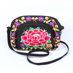10PCS Floral Embroidery Women Waist Bags Vintage Canvas Travel Waist Packs