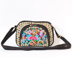 10PCS Floral Embroidery Women Waist Bags Vintage Canvas Travel Waist Packs