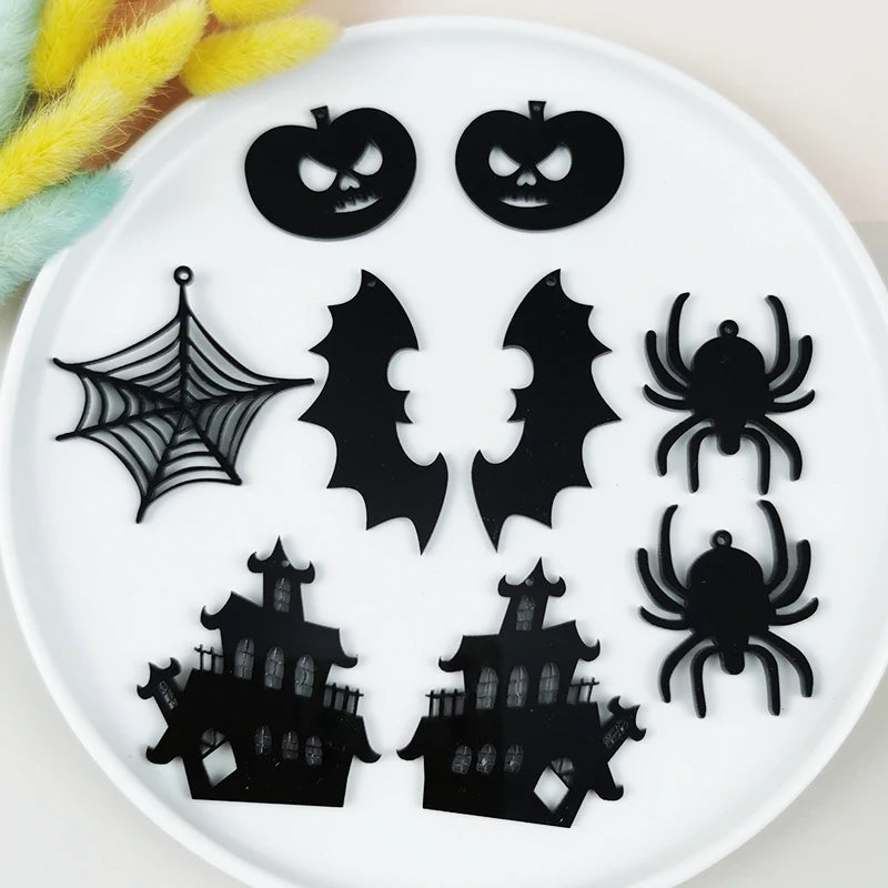 10Pcs Halloween Acrylic Charms for DIY Jewelry and Phone Cases