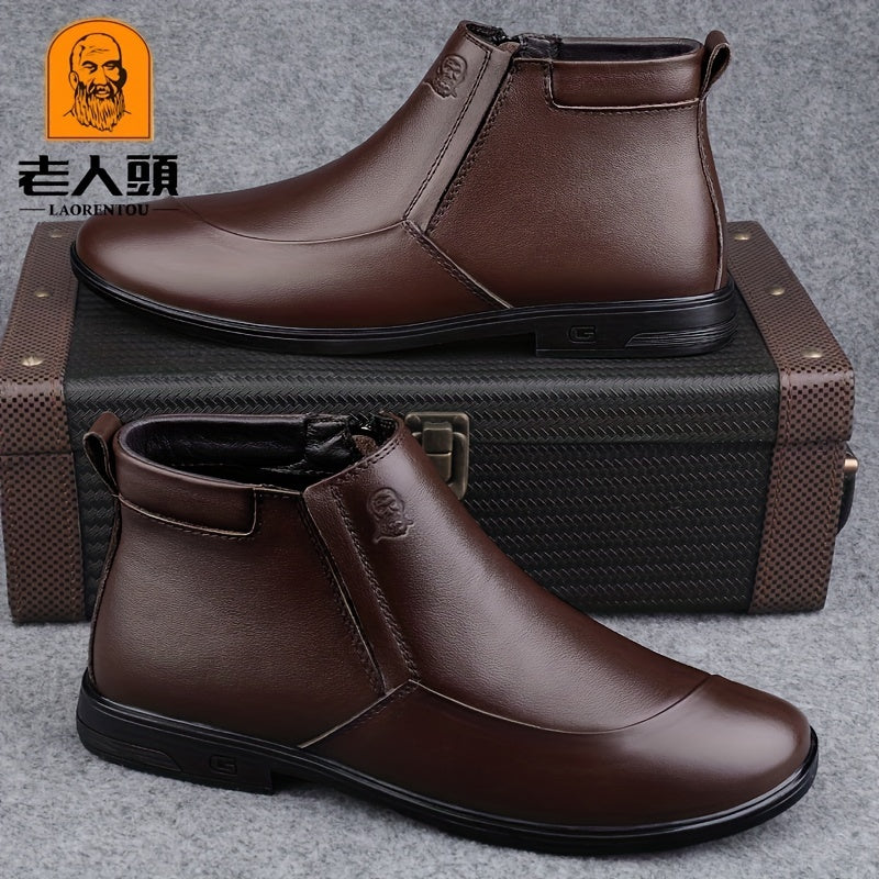 Men's Ankle Boots Side Zip Casual Walking Shoes w/ Pull Tabs