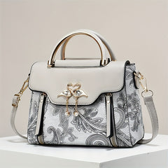 Floral Print Shoulder Bag Magnetic Closure PU Leather