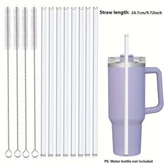 8pcs Reusable Straws Replacement with 4pcs Cleaning Brushes