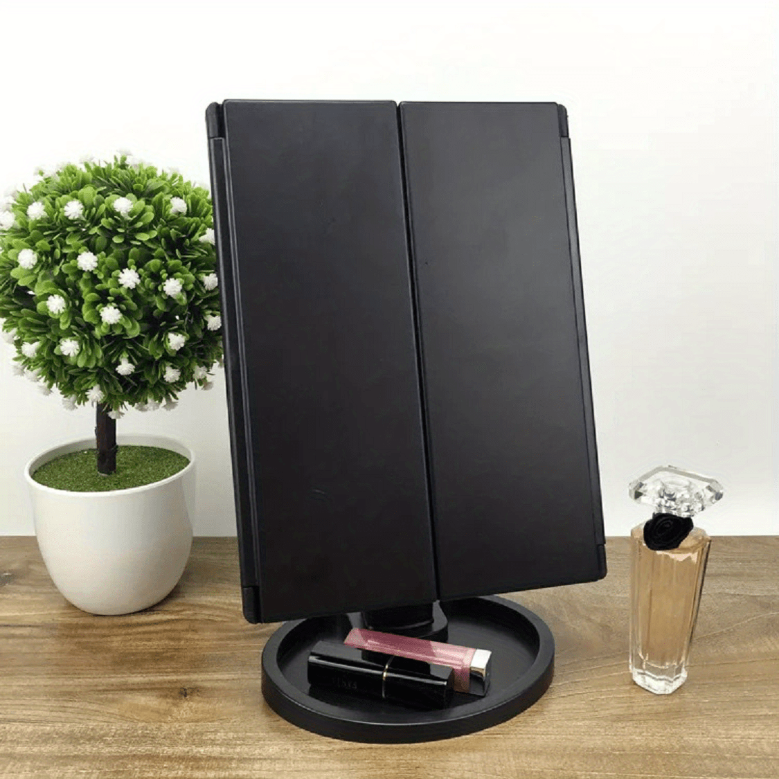 LED Makeup Mirror 1x2x3 Magnification Touch Control Dual Power Supply
