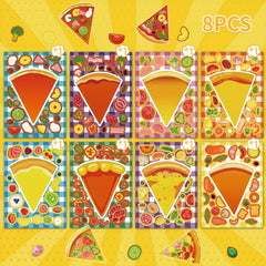 DIY Pizza Stickers - Cartoon Expression Designs for Decorations