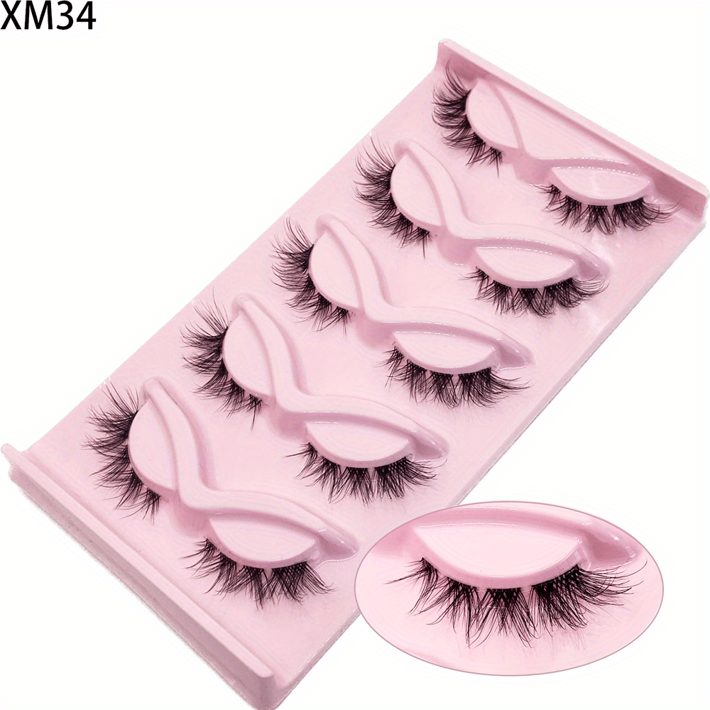 5 Pairs Soft False Eyelashes Fluffy Natural Look Faux Mink Eyelashes