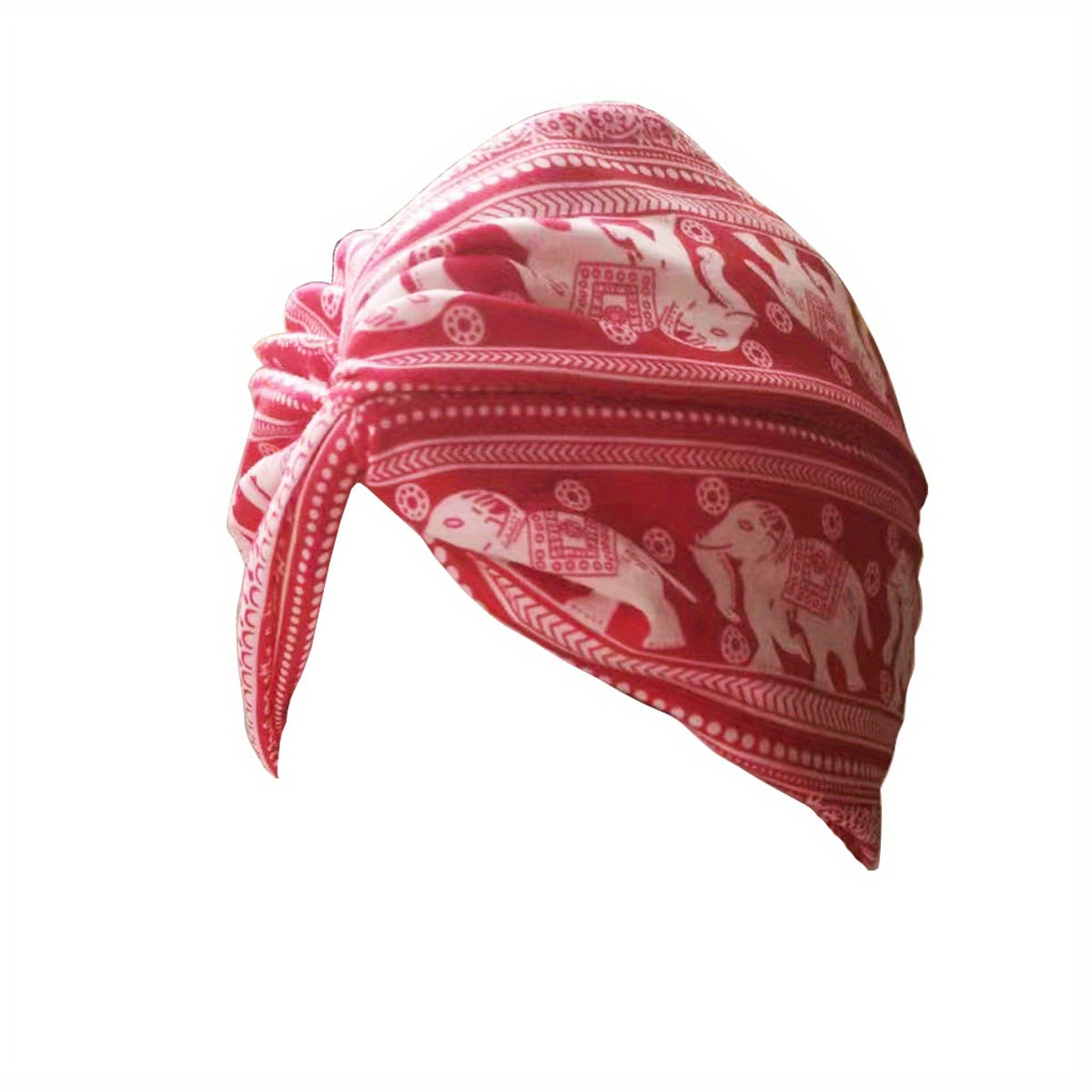 Boho Floral Print Turban Cap Elastic Beanie Knotted Pleated Head Wrap