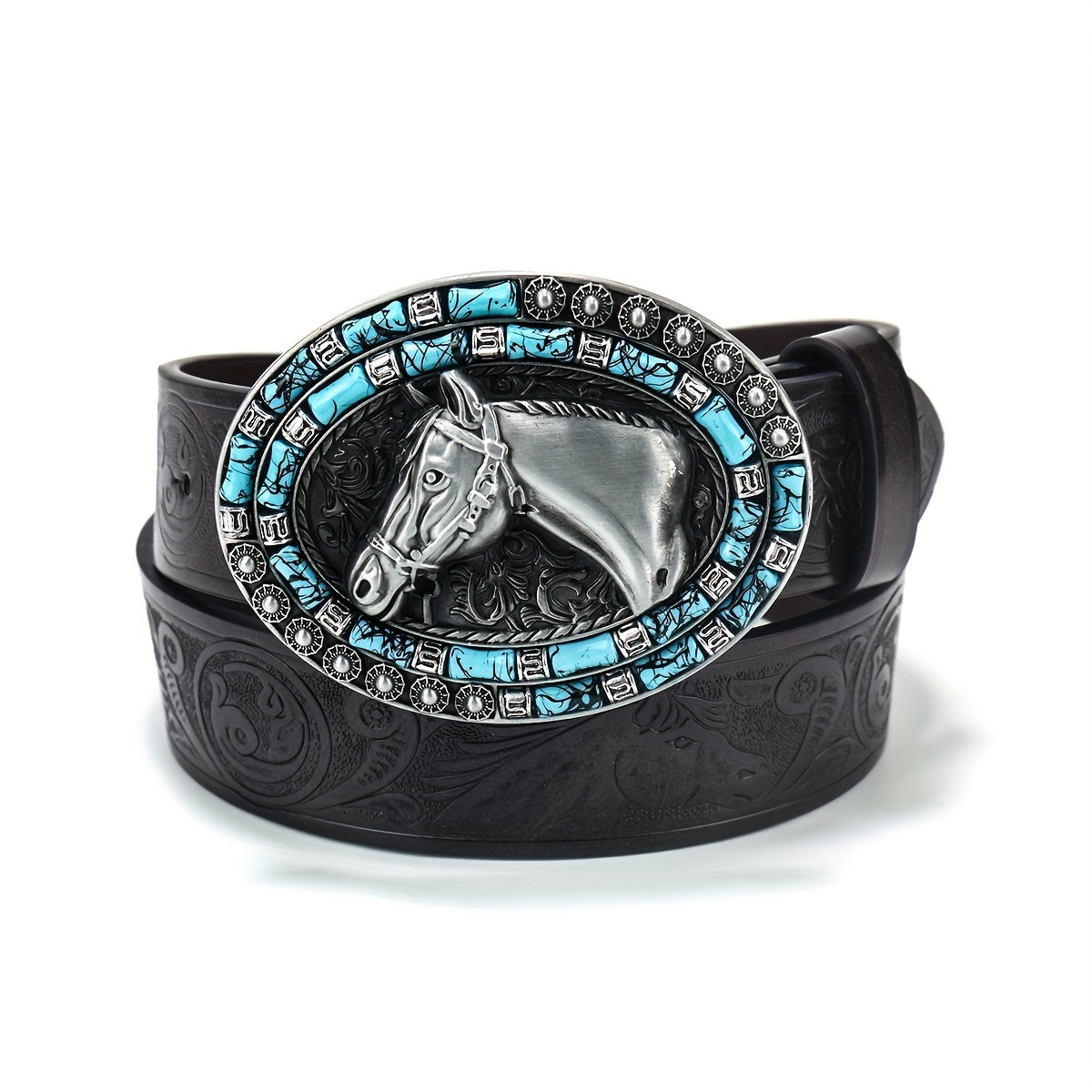 Vintage Punk Horse Head Engraved Belt Cowboy Jeans Waist Strap