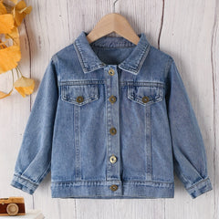Boys Denim Jacket Button Down Lapel Coat