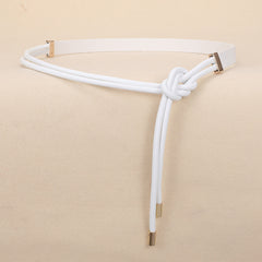 Vintage Thin Knotted Belt PU Leather Outerwear Belts for Women
