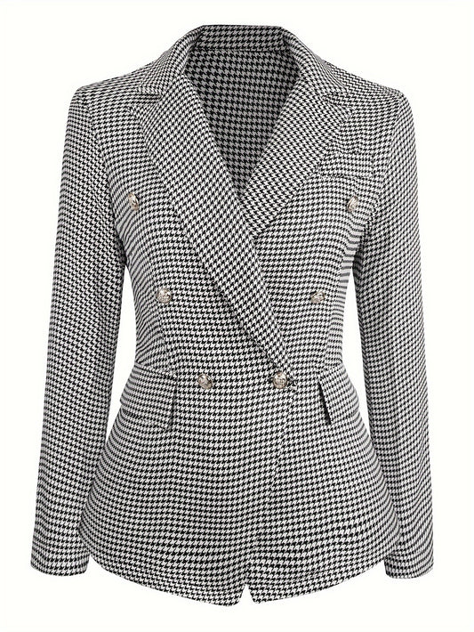  Houndstooth Print Slim Blazer