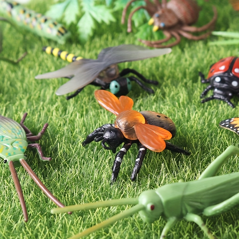 24pcs Insect Model Set Butterfly Bee Praying Mantis Dragonfly Spider