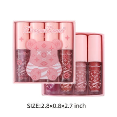 4pcs Gift Set Mini Lip Gloss Lip Glaze Matte Finish Perfect Gift Women