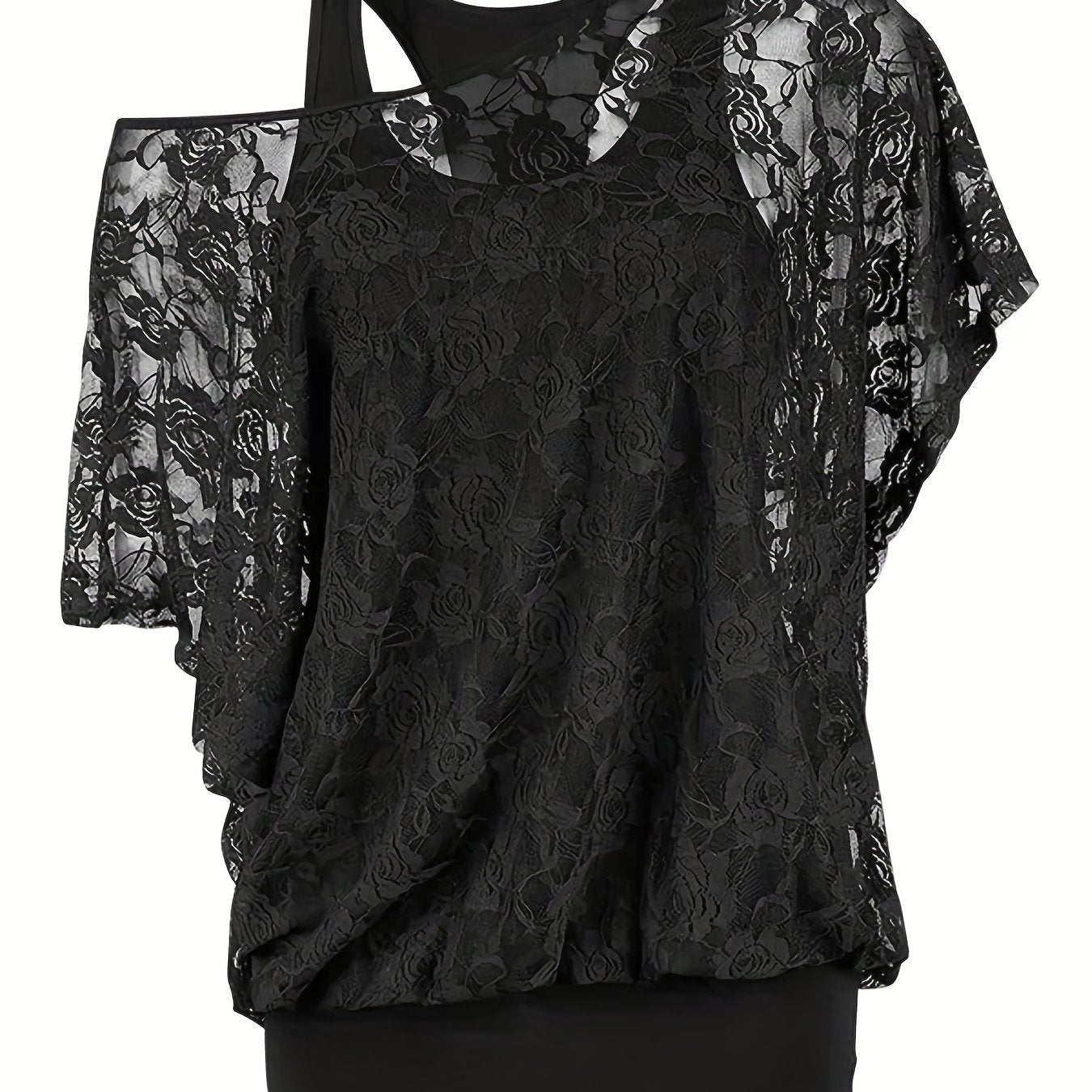 Vintage Lace Blouse & Tank Top Two Piece Set Women's Clothing